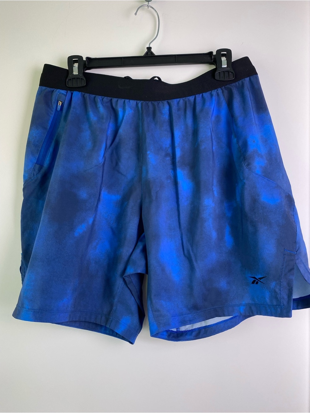 Reebok Black Waistband Blue Tie-Dye Running Shorts